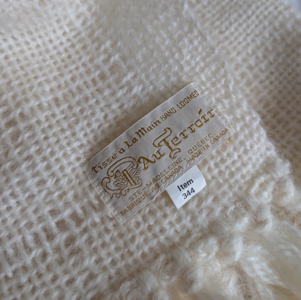 Hand Loomed Vintage Knit Wool Blanket Scarf